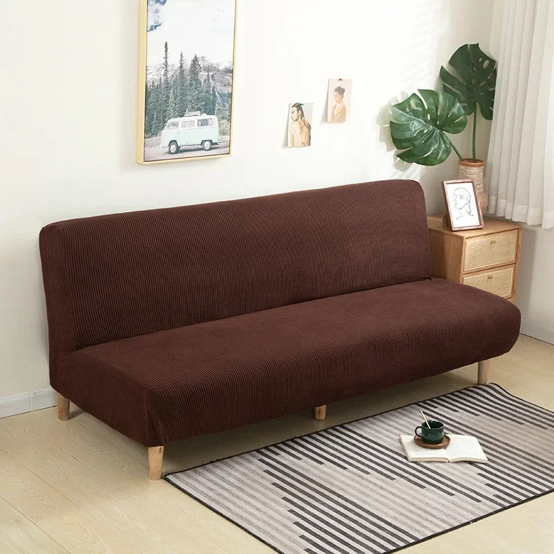 Polar Fleece Fabric Armless Futon Sofa Bed Cover Solid Without Armrest Big Elastic Folding Furniture home Decoration Bench Cover