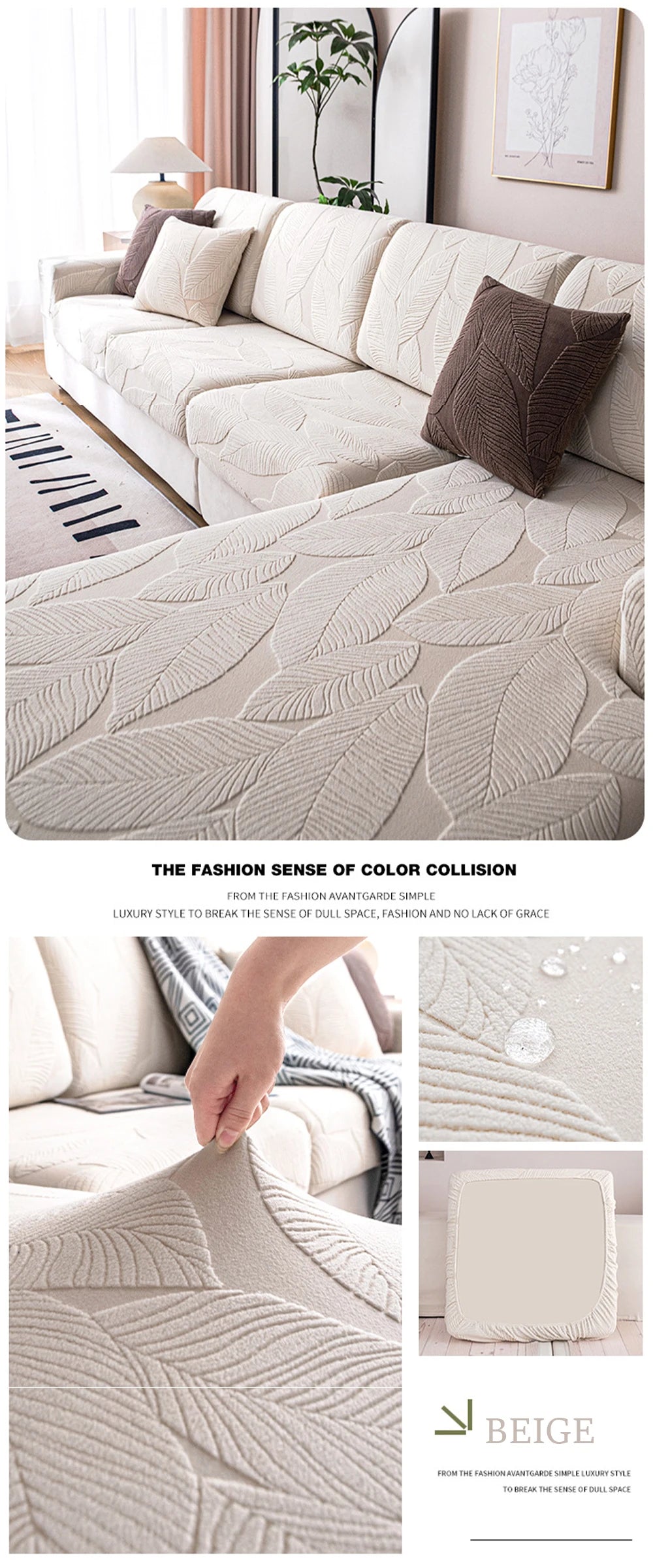1pc New Waterproof Luxury Sofa Seat Cushion Covers Jacquard Fabric Sofa Covers for Living Room Soft Elastic Sofa Couch Covers