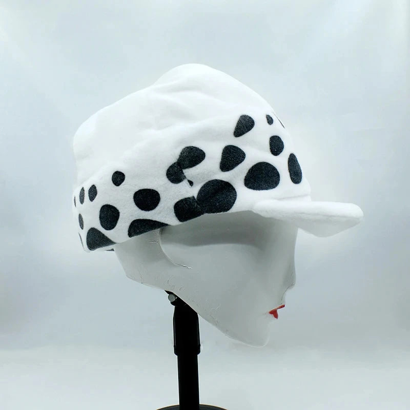 Halloween Anime Trafalgar Law Hat Cosplay Costumes Unisex White Spot Plush Cap Accessories Eternal Memory Gift Prop Collection