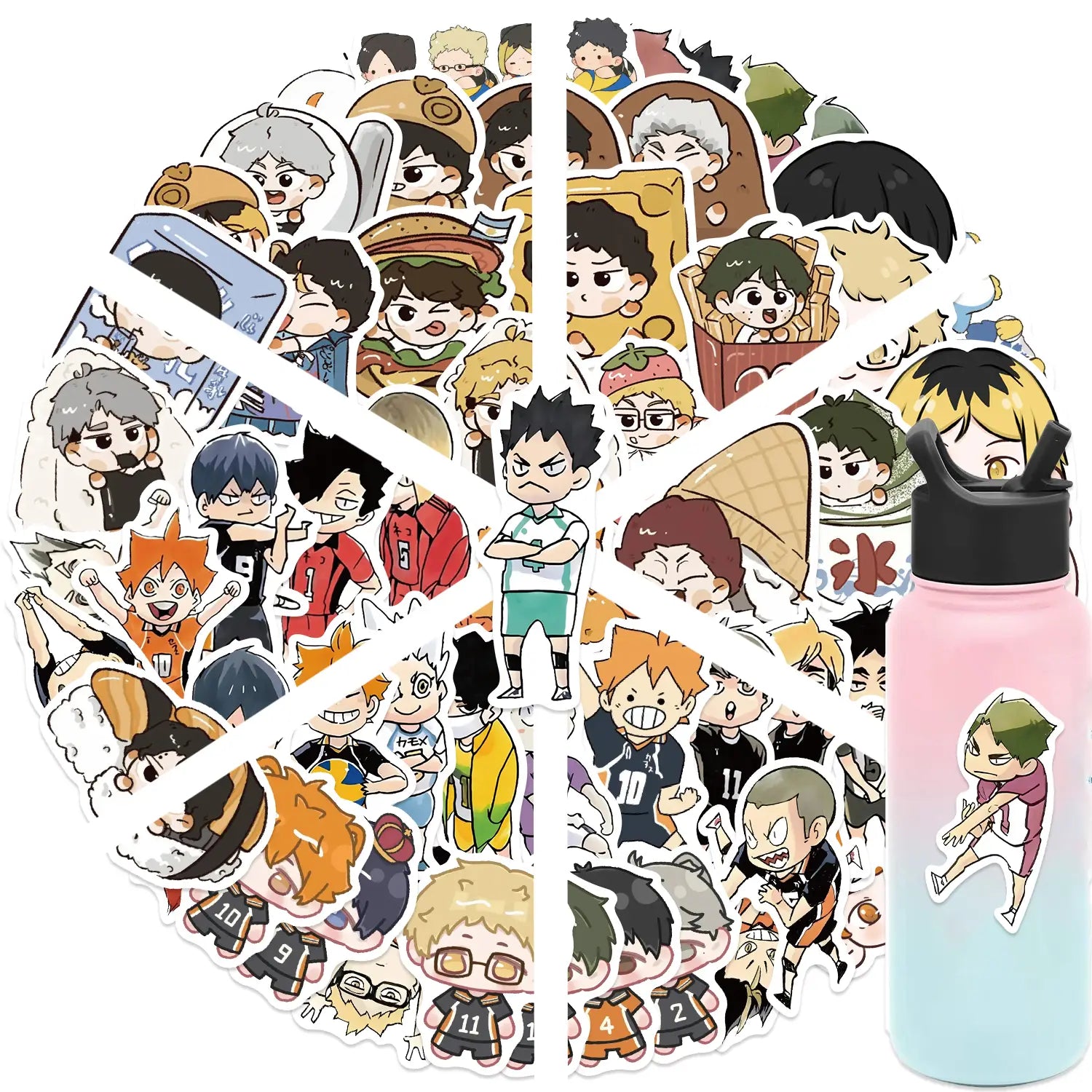 56pcs Volleyball Boy Graffiti Sticker Cute Character DIY Hand Account Decoration Mobile Phone Skateboard Stickers