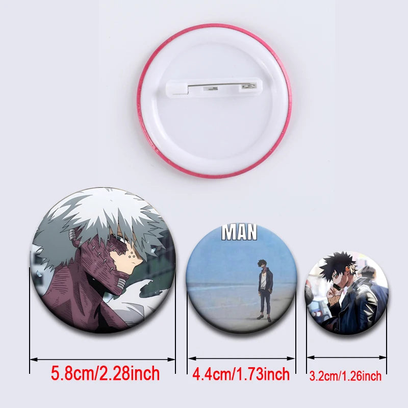 32/44/58mm Hot Anime My Hero Academia Dabi Button Pins Creative Brooches Cartoon Badge for Backpack Collar Decoration Gifts