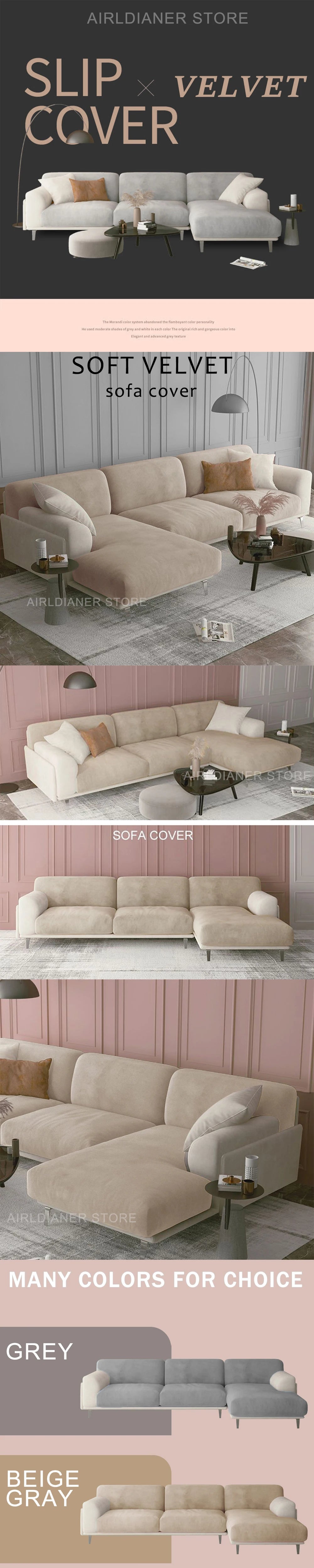 Luxury Soft Velvet Sofa Seat Cover Solid Elastic Sofa Cushion Covers Separate Furniture Protector Sofa Cover Living Room Pets