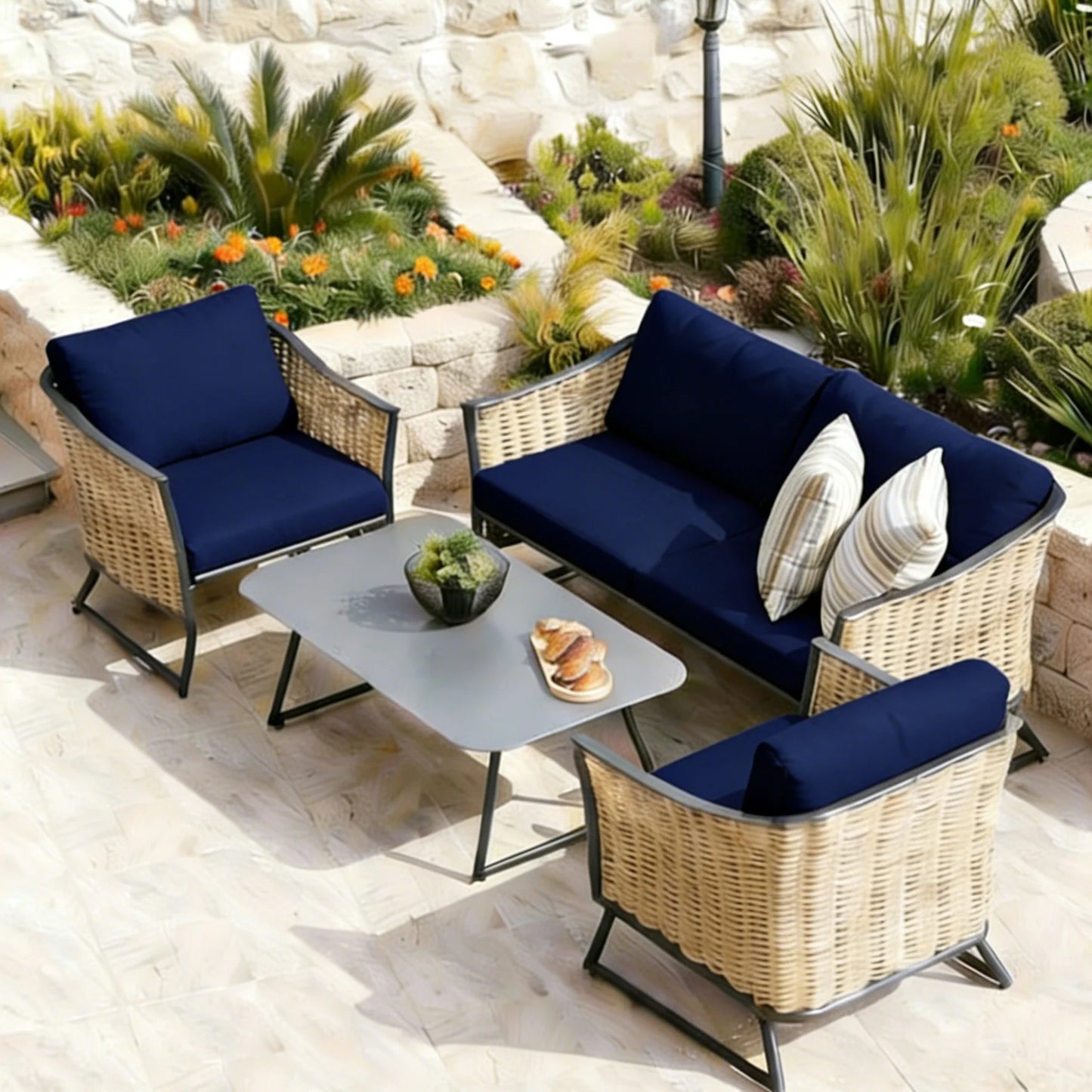 Outdoor Tropical Print Sofa Cushion Covers - Non-Slip Furniture Protectors, Replacement for Individual Seat Cushions