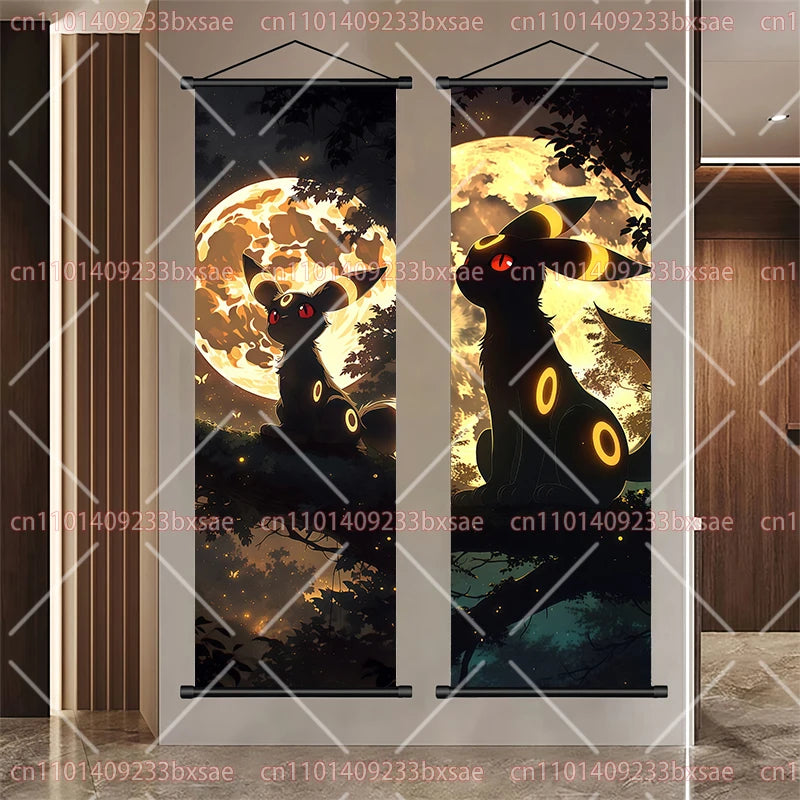 Anime Pokemon Pikachu Eevee Ampharos Charizard Bulbasaur Squirtle Poster Scroll Painting Theme Party Decoration Painting Gift