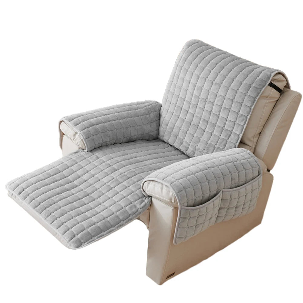 Recliner Sofa Protector Cover with Armrests Pockets Armchair Case Plush Sofa Cover Non-Slip Wear Resistant Chair Covers
