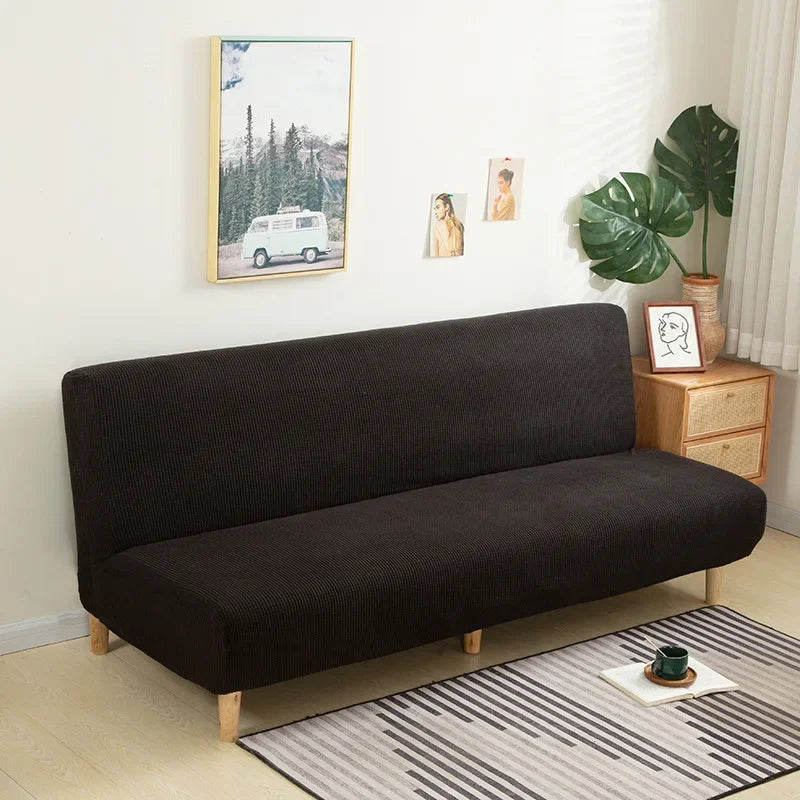Polar Fleece Fabric Armless Futon Sofa Bed Cover Solid Without Armrest Big Elastic Folding Furniture home Decoration Bench Cover