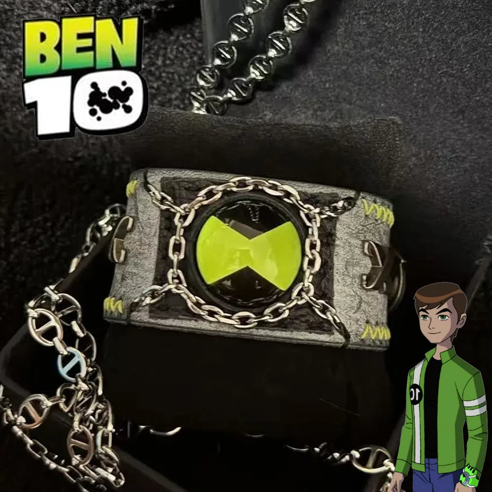 Anime Ben 10 Cosplay Ben Tennyson Omnitrix Bracelet Leather Punk Hip Hop Hand Chain Fashion Bangles Unisex Party Props