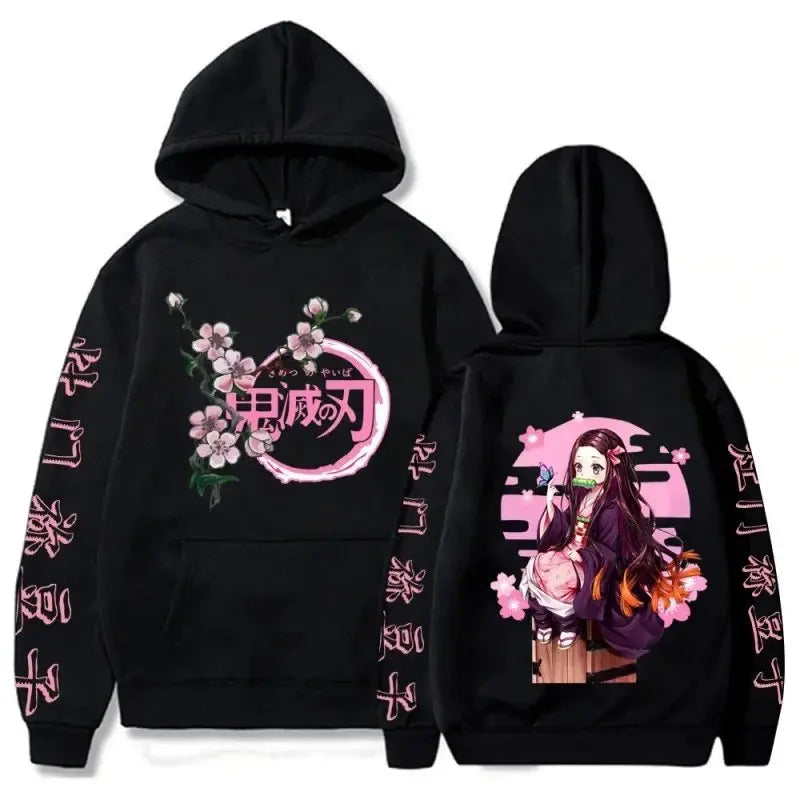 Oversized Demon Slayer Anime Hoodie Men Women Pullover Sweatshirt Graphic Print Streetwear Autumn Winter Long Sleeve Top Y2k