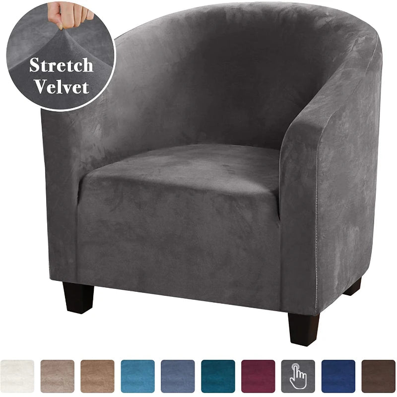 High Stretch Sofa Cover Velvet Tub Chair Cover Skid Resistance Furniture Protector Stretch Fabric Super Soft Couch Slipcover
