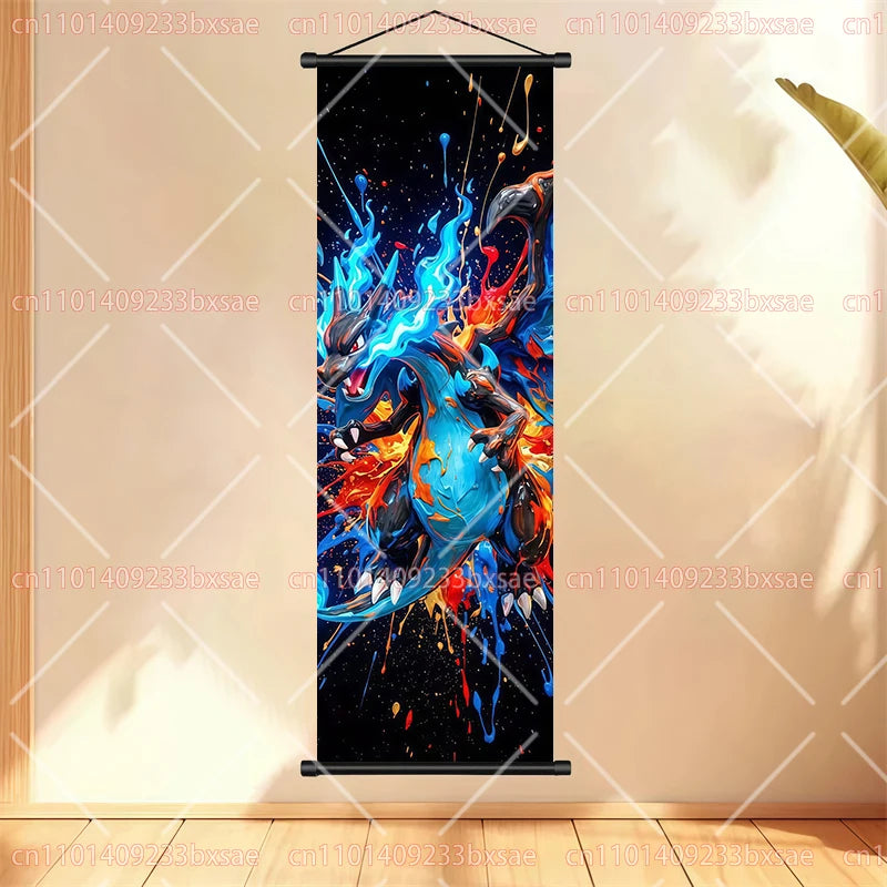 Anime Pokémon Gengar Charizard Kyogre Gyarados Mewtwo Rayquaza Cool Poster Hanging Scroll Painting Birthday Holiday Party Gift