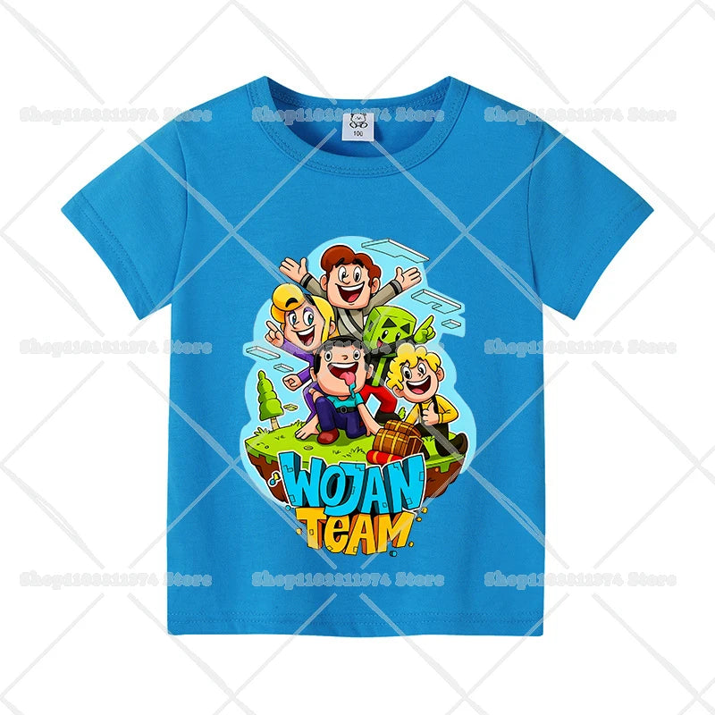 Wojans Team T-shirt Anime Round Neck Tee Children Short Sleeve Clothing Summer Cotton Tshirts Boys Girls T-shirts Birthday Gift