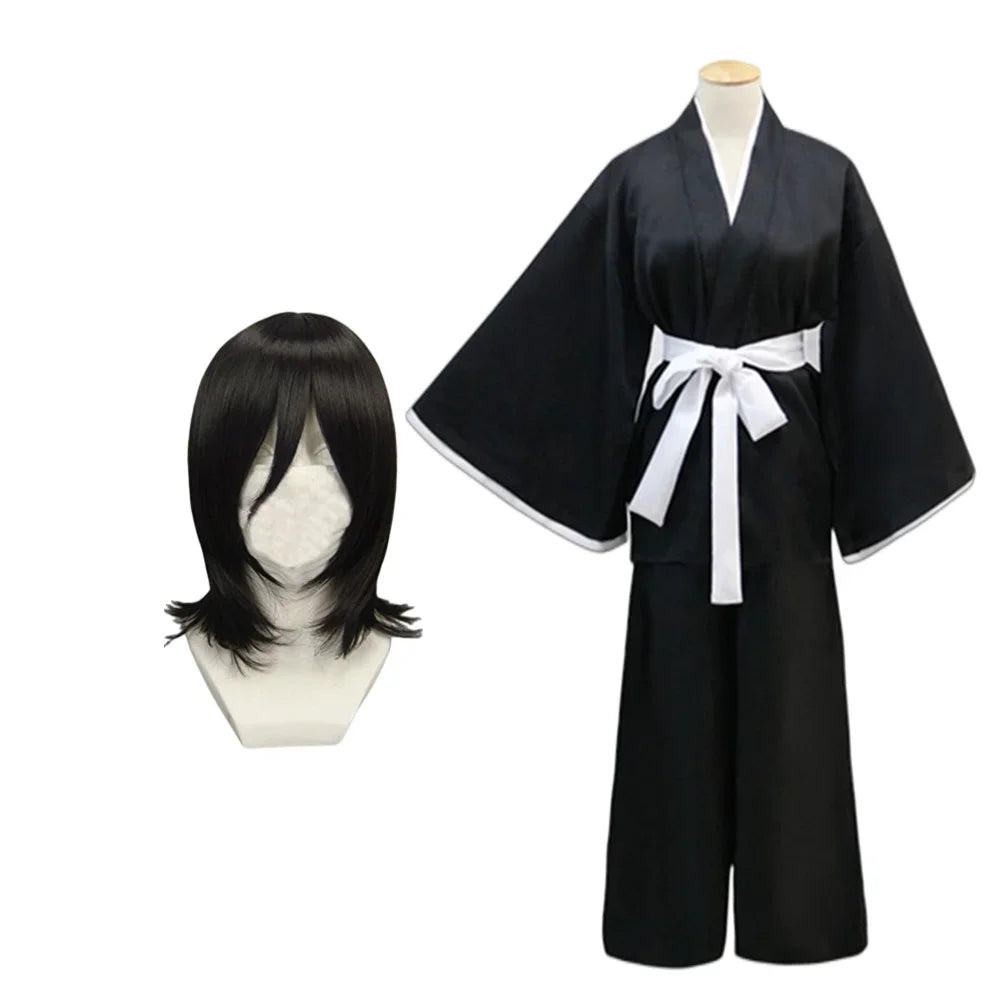 Anime Bleach Kostuum Kuchiki Rukia Cosplay Rukia Kuchiki Pruiken En Kimono Uniform Sets Die Pa Kleding