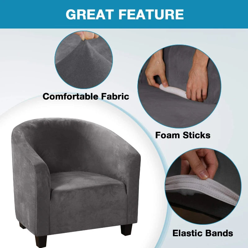 High Stretch Sofa Cover Velvet Tub Chair Cover Skid Resistance Furniture Protector Stretch Fabric Super Soft Couch Slipcover