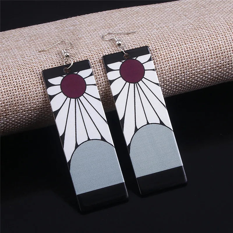 Creative Anime Acrylic Earrings For Women Demon Layer Butterfly Tanjiro Ear Drop Trendy Fans Cosplayer Jewelry Accessories Gifts