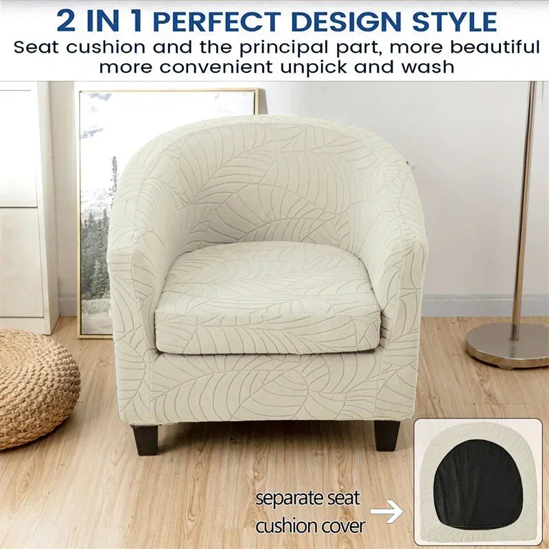 Leaves Jacquard Tub Chair Cover Anti-dirt Stretch Armchair Slipcover All-inclusive Single Club Sofa Cushion for Living Room