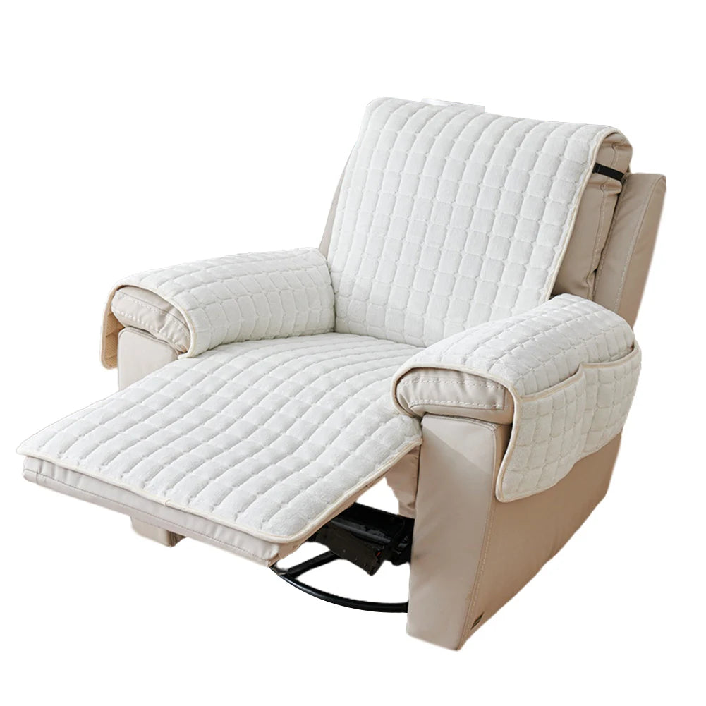 Recliner Sofa Protector Cover with Armrests Pockets Armchair Case Plush Sofa Cover Non-Slip Wear Resistant Chair Covers