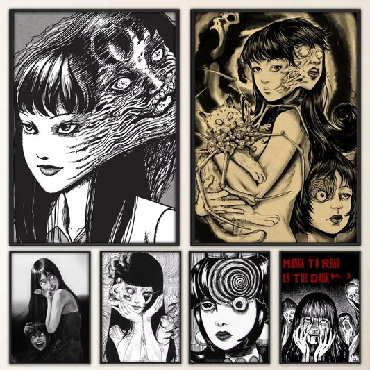 Hot Japan Anime Junji Ito Canvas Prints Poster Horror Thriller Dark Aesthetics Wall Art Home Decoration Art Poster Fans Gifts