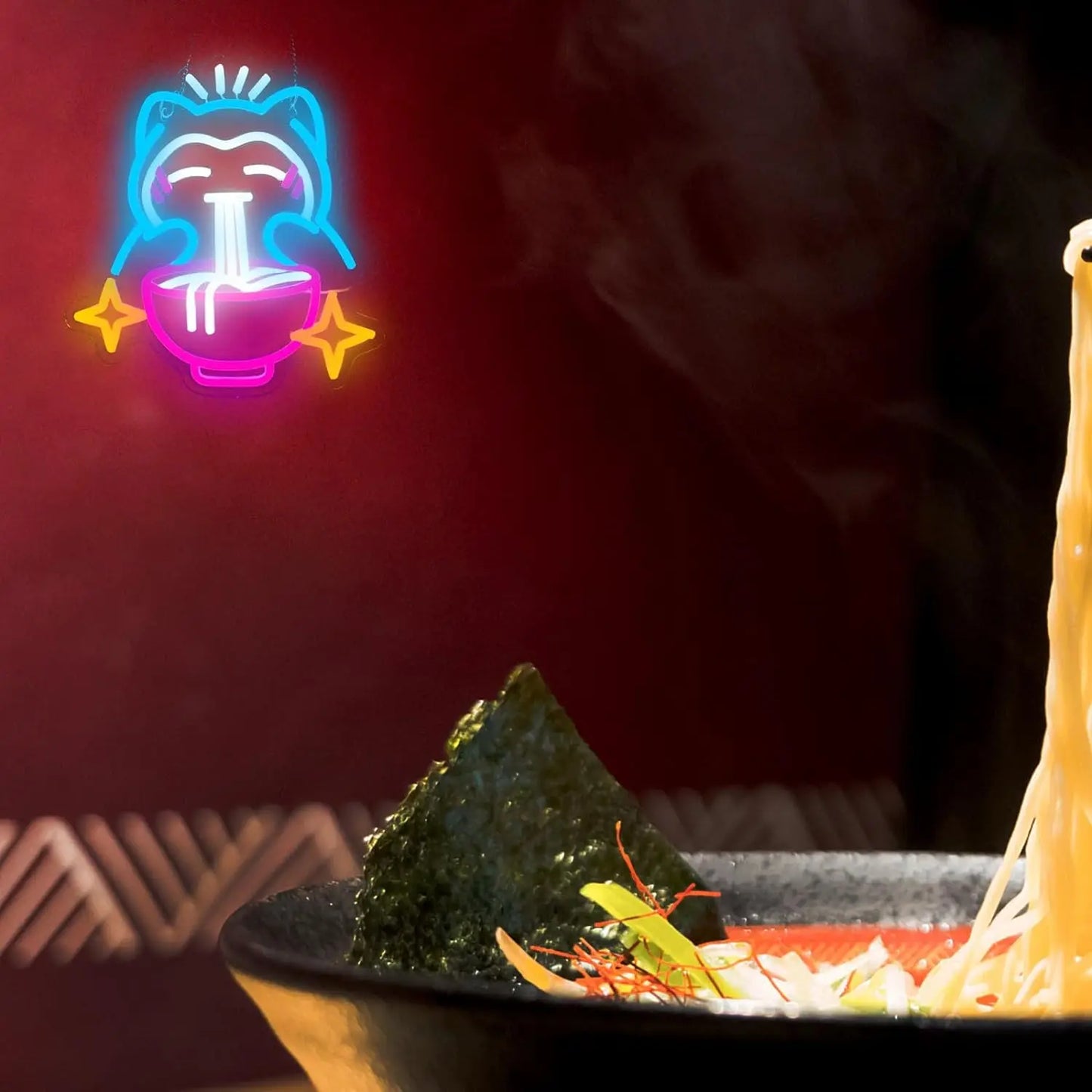 Pokemon Ramen Neon Light Dimmable LED Neon Light for Kitchen Dining Room Wall Art Fun Foodie Decor Birthday Gift for Anime Fans