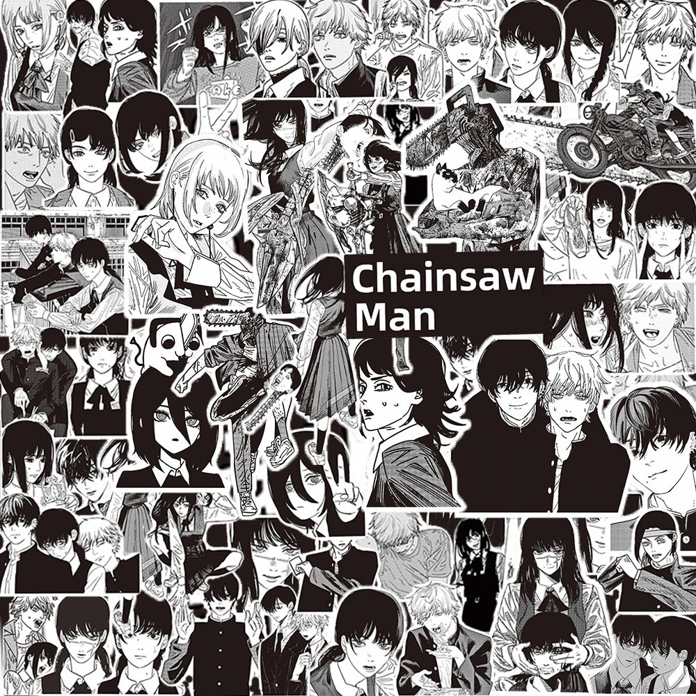 10/30/75pcs Chainsaw Man Anime Stickers Cool Black White Manga Graffiti Sticker Decoration Laptop Water Bottle Phone Decals Gift