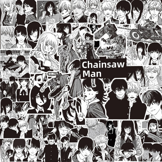 10/30/75pcs Chainsaw Man Anime Stickers Cool Black White Manga Graffiti Sticker Decoration Laptop Water Bottle Phone Decals Gift