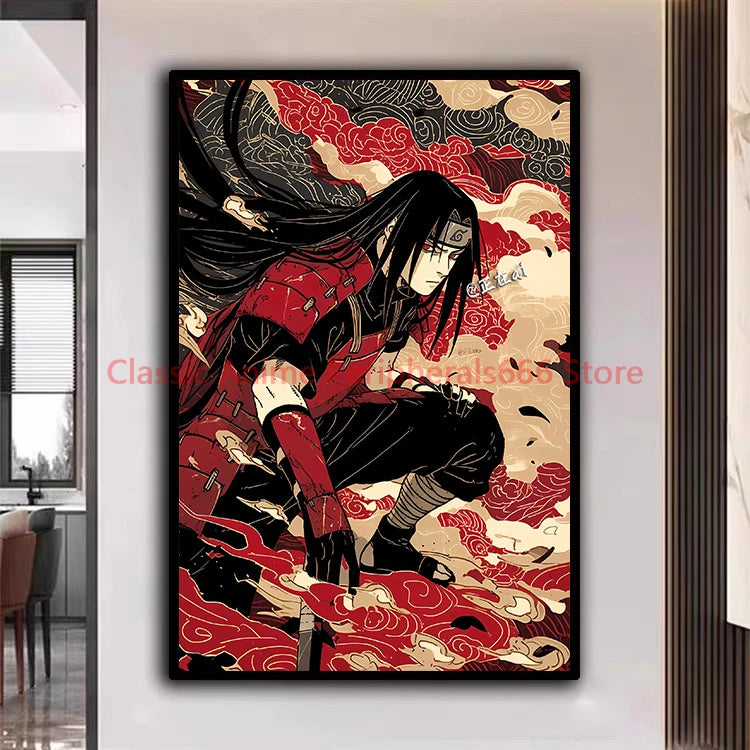 Naruto Poster Kakashi Sasuke Itachi Uchiha Akatsuki Anime Character Ukiyo-e Oil Painting Modern Home Decoration Aesthetic Gift