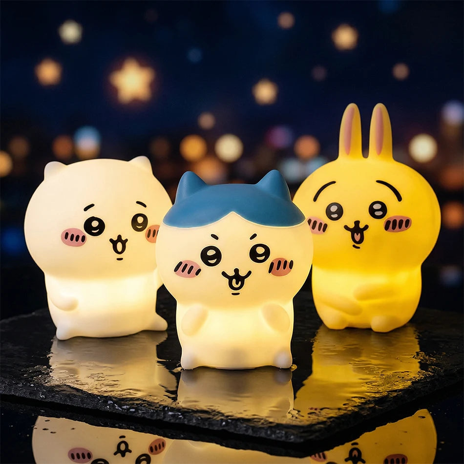 Anime Giyikawa Kawaii Bedroom Desktop Decoration Hachiware Usagi Cartoon Vinyl Doll Night Light Luminous Toy Surprise Girl Gifts