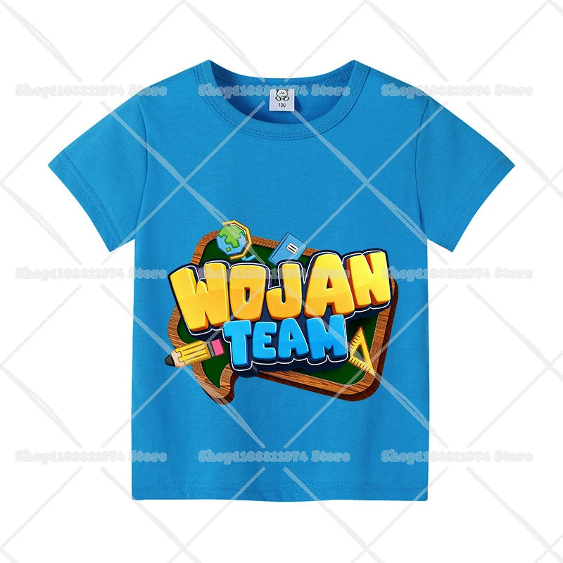 Wojans Team T-shirt Anime Round Neck Tee Children Short Sleeve Clothing Summer Cotton Tshirts Boys Girls T-shirts Birthday Gift
