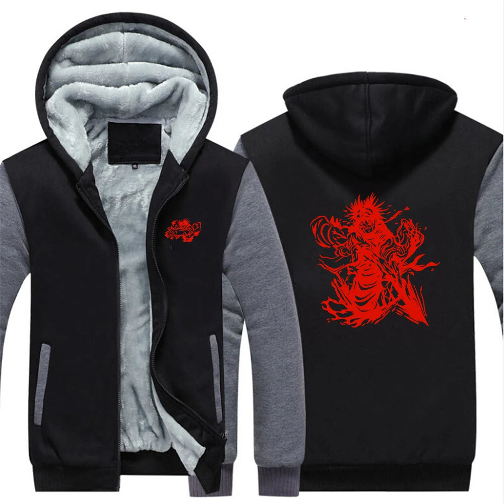 Jujutsu Kaisen CHOSO Men's thick fleece hoodie with printed pattern, soft inner lining for added warmth and style