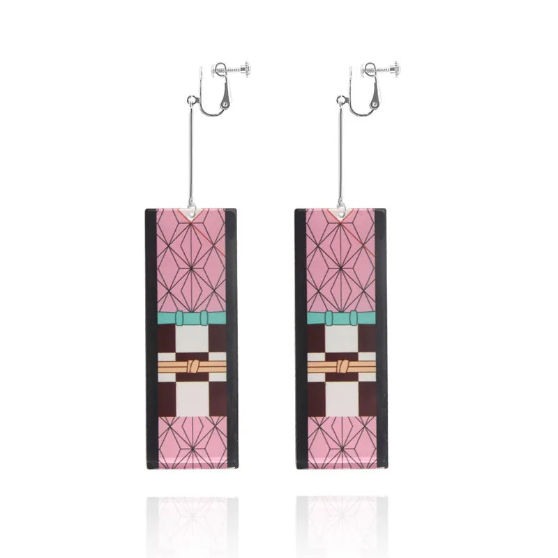 Creative Anime Acrylic Earrings For Women Demon Layer Butterfly Tanjiro Ear Drop Trendy Fans Cosplayer Jewelry Accessories Gifts