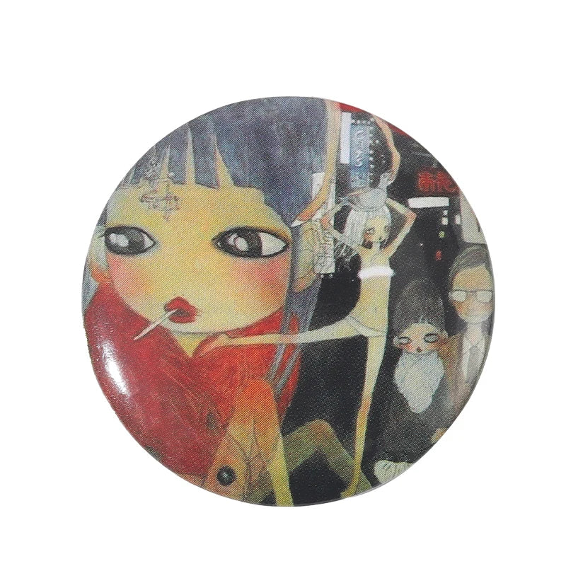 Tinplate Pin Button Custom Anime Role Old-school Hip-Pop Horror Film Brooch Cartoon Collar Badge Jewelry Gift Fans