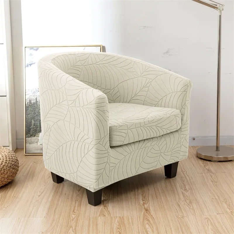 Leaves Jacquard Tub Chair Cover Anti-dirt Stretch Armchair Slipcover All-inclusive Single Club Sofa Cushion for Living Room