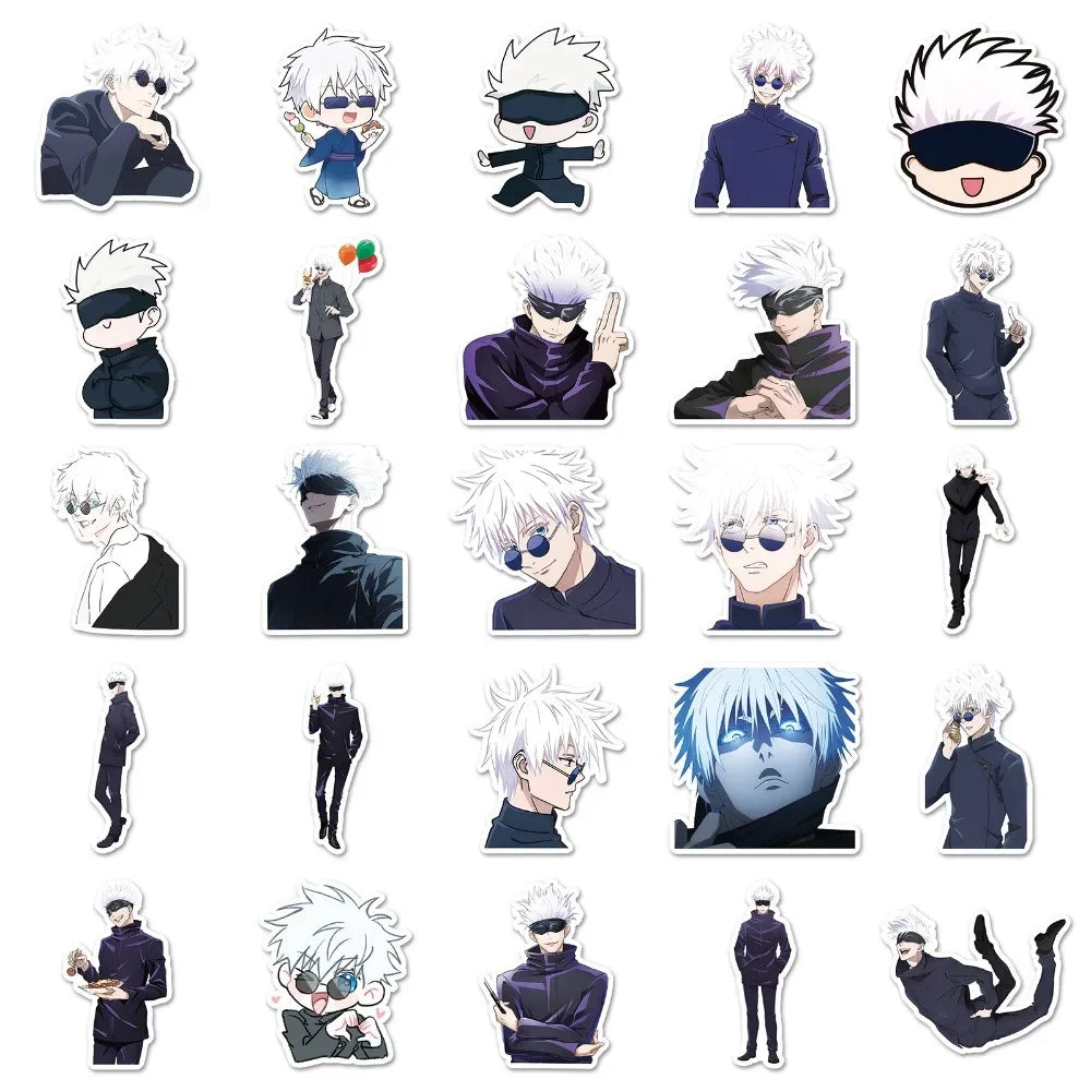50pcs Anime Jujutsu Kaisen Gojo Satoru Waterproof Stickers Japanese Manga Cute Cartoon Drawing Doodle Decorations