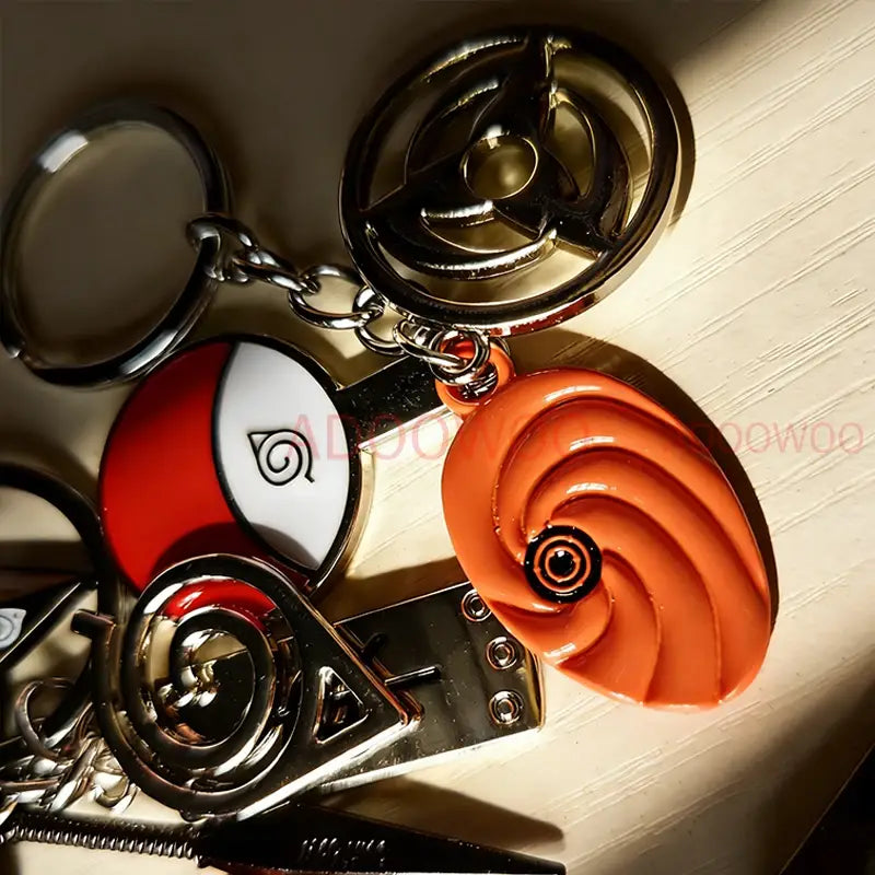 Naruto Akatsuki Alloy Keychain – Red Cloud Leather Rope