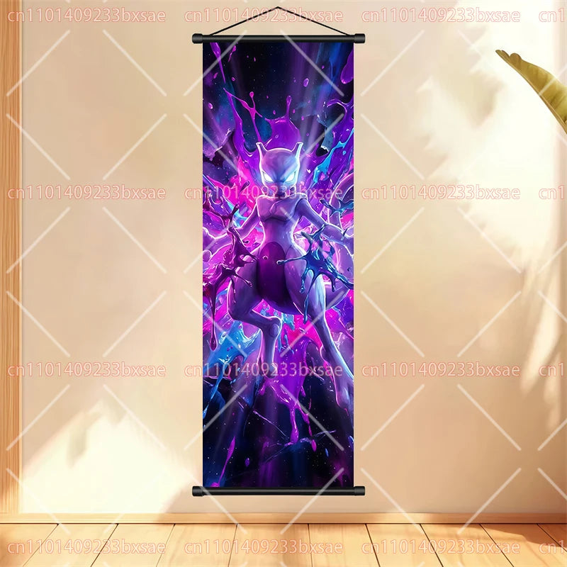 Anime Pokémon Gengar Charizard Kyogre Gyarados Mewtwo Rayquaza Cool Poster Hanging Scroll Painting Birthday Holiday Party Gift
