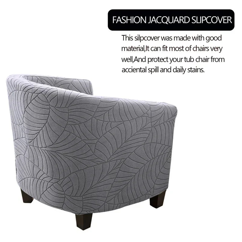 Leaves Jacquard Tub Chair Cover Anti-dirt Stretch Armchair Slipcover All-inclusive Single Club Sofa Cushion for Living Room