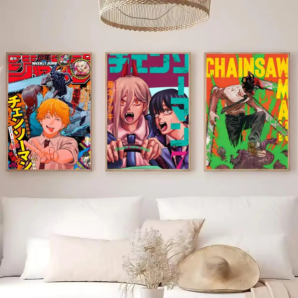 Anime Chainsaw Man Poster HD Self Adhesive Waterproof Ideal for Home Office Dorm Bedroom Great Gift