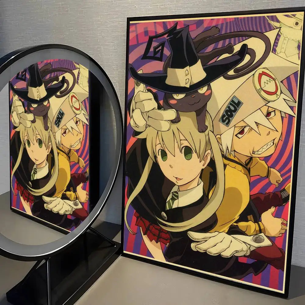 Popular Japanese Anime S-Soul Eater Poster High Quality Dorm Living Room Aesthetic Wall Decoration Painting Stickers Gift