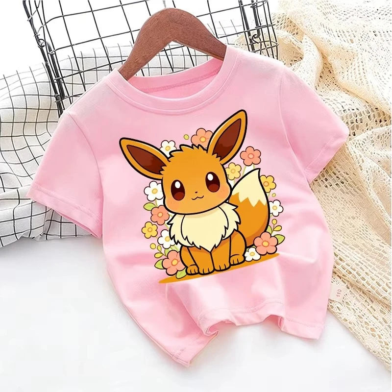 2026 Pokemons Kids T-shirt Anime Game Cartoon Cotton Boys Girl Toddler Tees Streetwear Casual Short Sleeve Childern Clothes Tops