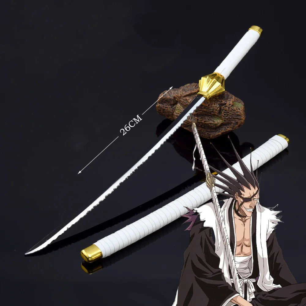 25cm Metal Bleach Katana Sword Ichigo Aizen Cosplay Prop Ninja Knife Iron Japanese Samurai Katana Real Weapon Kid Toy Anime Gift