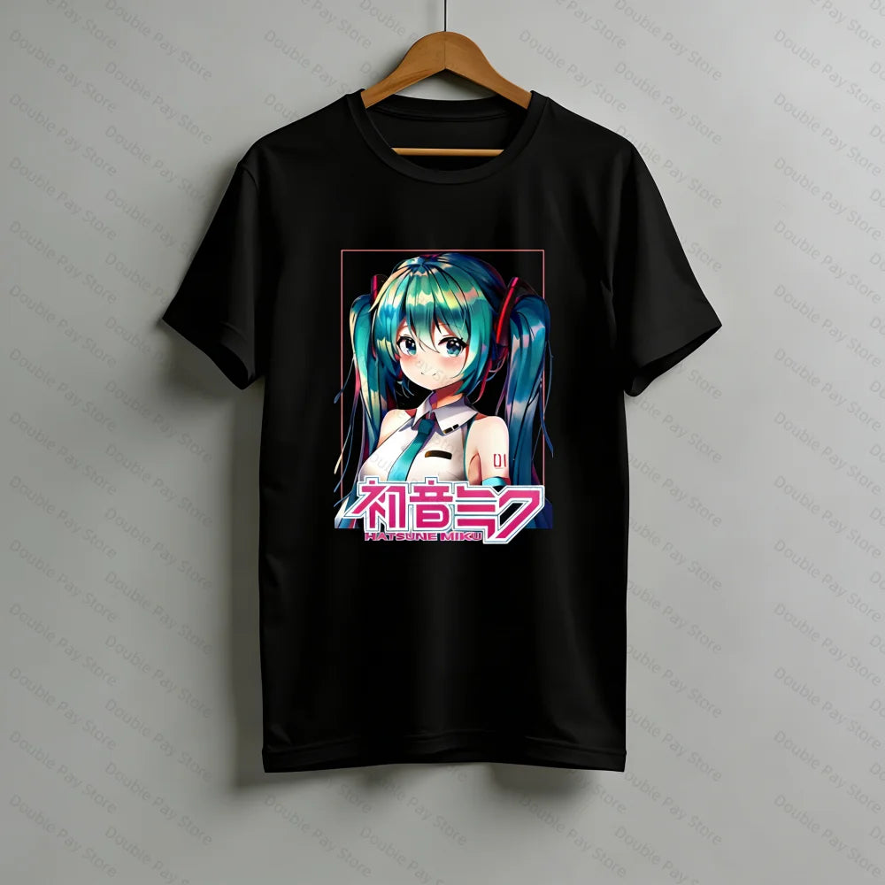 Kawaii Miku T-Shirt Cute Vocaloid Anime Graphic Tee Casual Short Sleeve Tops for Teen Girls Women Men's Shirts Woman t-shirts