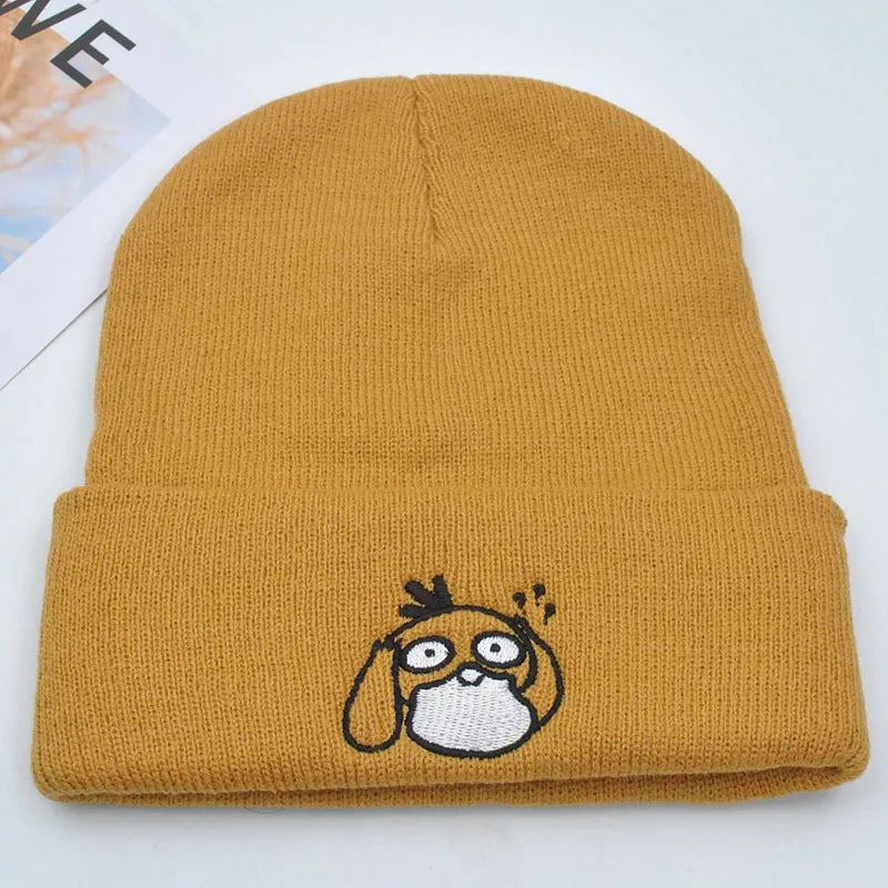 Kawaii Pokemon Anime Peripherals Gengar Psyduck Slowpoke Cartoon Knitted Hood Sun Hat Baseball Hat Birthday Gift