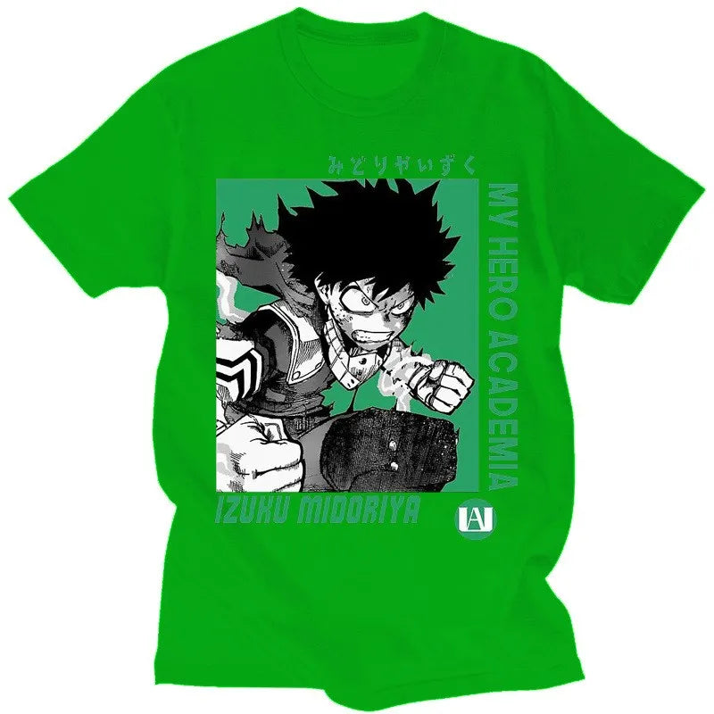 My Hero Academia Men's T-Shirt Izuku Midoriya Deku Printed Japanese Anime Summer Boy Kids Short Sleeve Parent-Child Wear