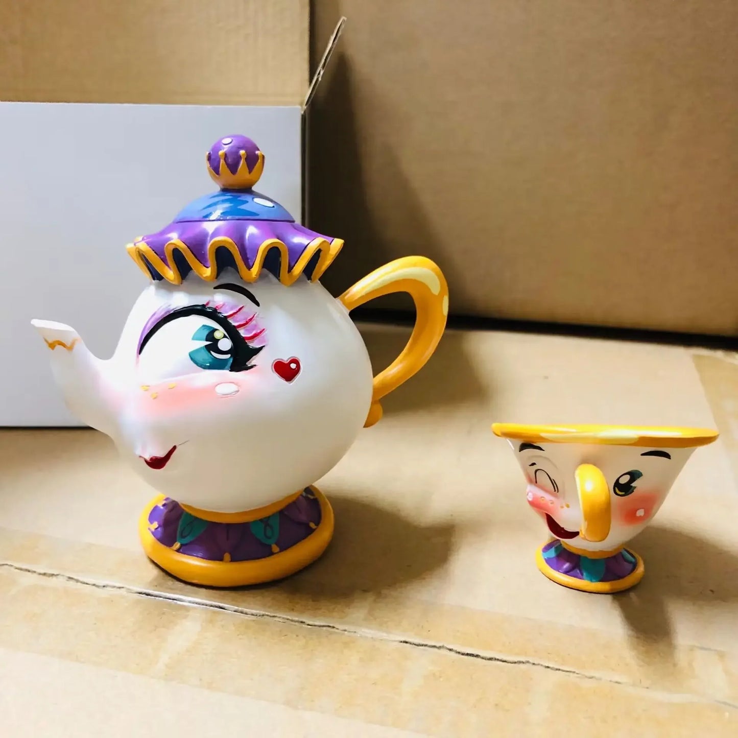 Beauty And The Beast Toys Anime Figure Night Lights Candlesticks Cogsworth Clock Ornaments Collectible Model Gift jewelry box