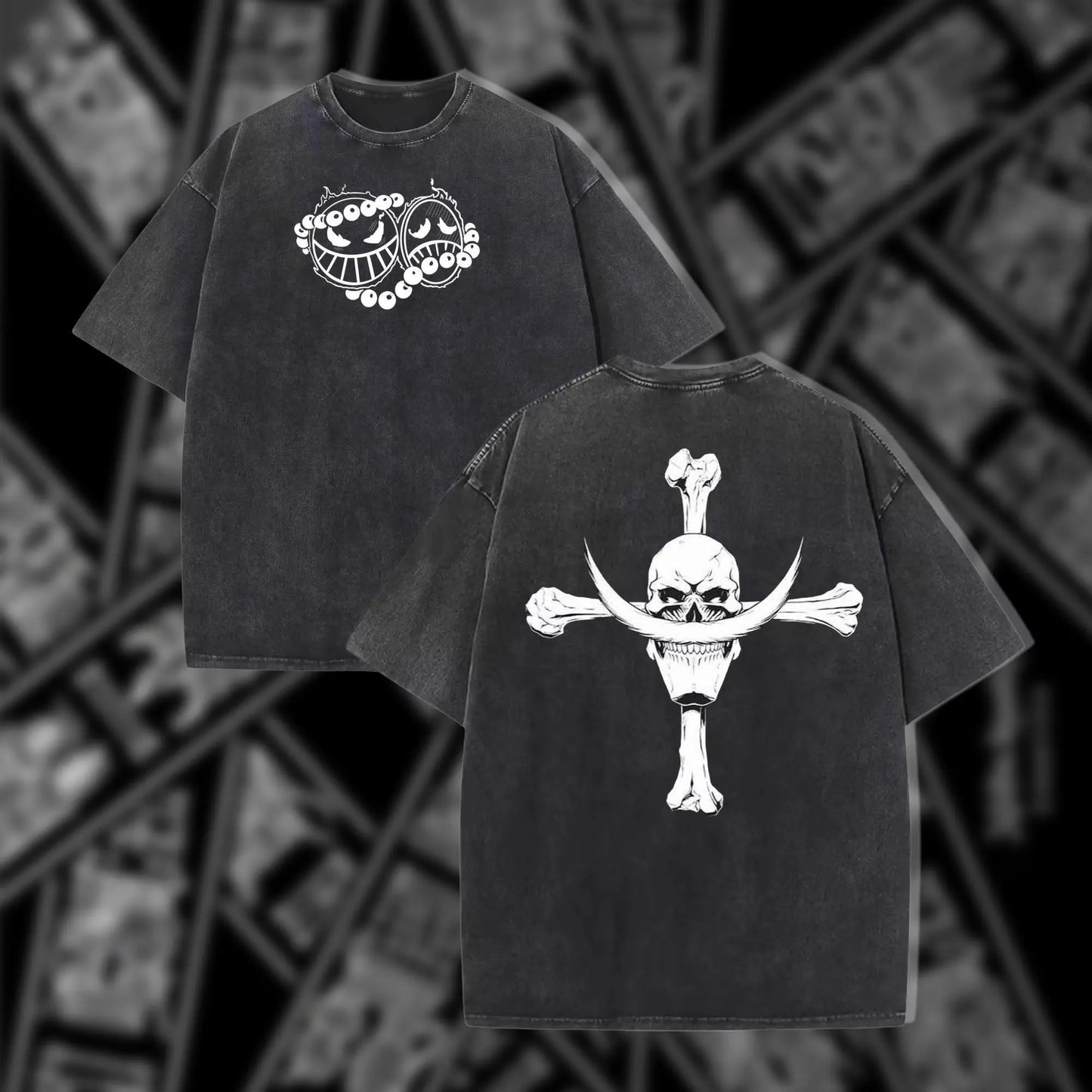 One Piece Skull Short Sleeve Tee Anime Washed Vintage Graphic T-Shirt Man Women Cosplay Casual Tops 2026 Summer Y2k Streetwear