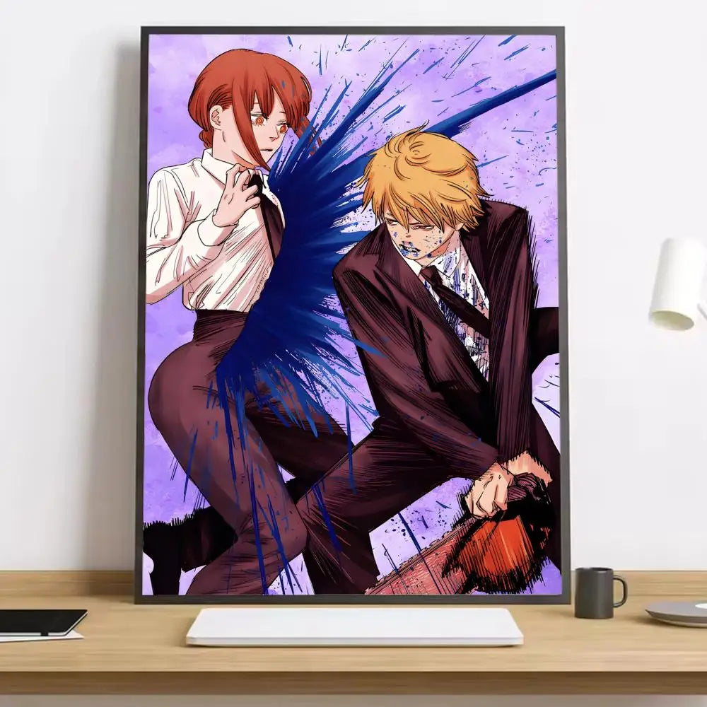 Makima Chainsaw Man Painting Calligraphy HD Canvas Poster living room bedroom bar aesthetic decoration