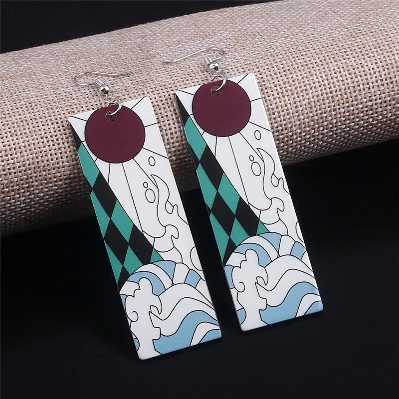 Creative Anime Acrylic Earrings For Women Demon Layer Butterfly Tanjiro Ear Drop Trendy Fans Cosplayer Jewelry Accessories Gifts