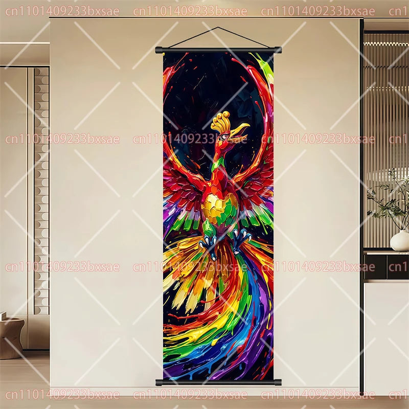 Pokémon Anime HD Scroll Painting Eevee Pikachu Suicune Charizard Mewtwo Background Wall Art Decoration Poster Children's Gift