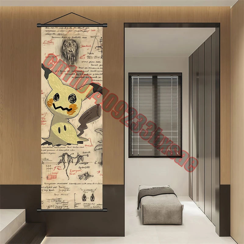 Printed Pokemon Poster Anime Wall Artwork Gengar Pictures Charizard Painting Canvas Pikachu Hanging Scrolls Home Room Decor