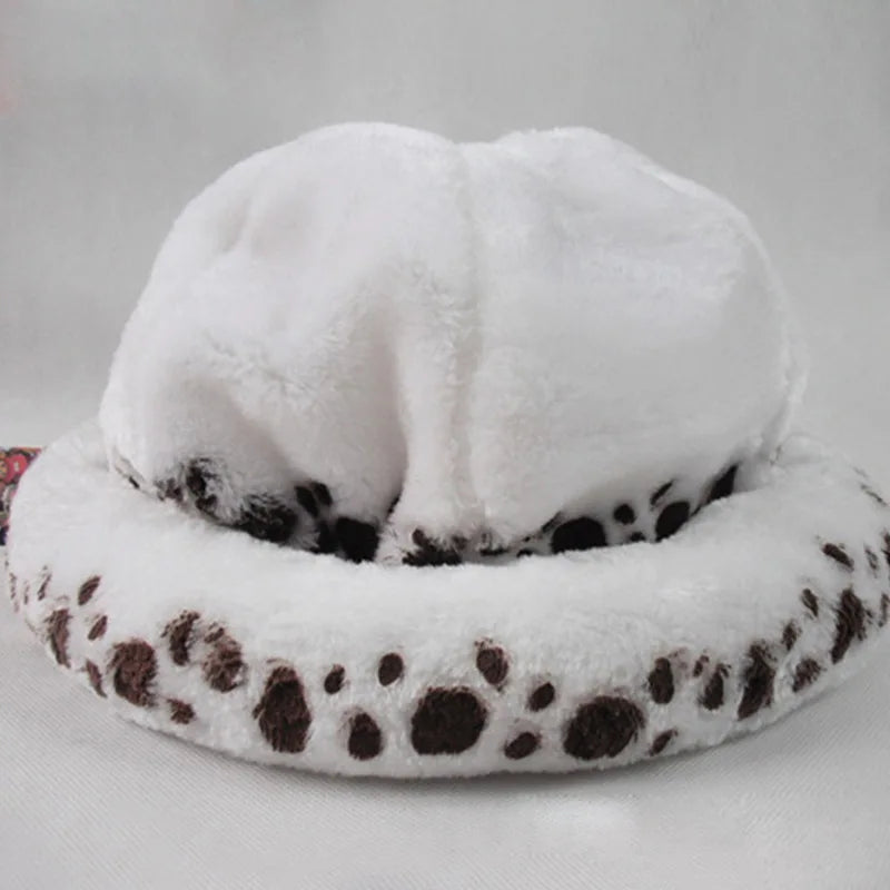 Anime Eternal Memory Trafalgar Law Hat Cosplay Costumes Unisex White Spot Plush Cap Accessories Prop Collection Gift Halloween