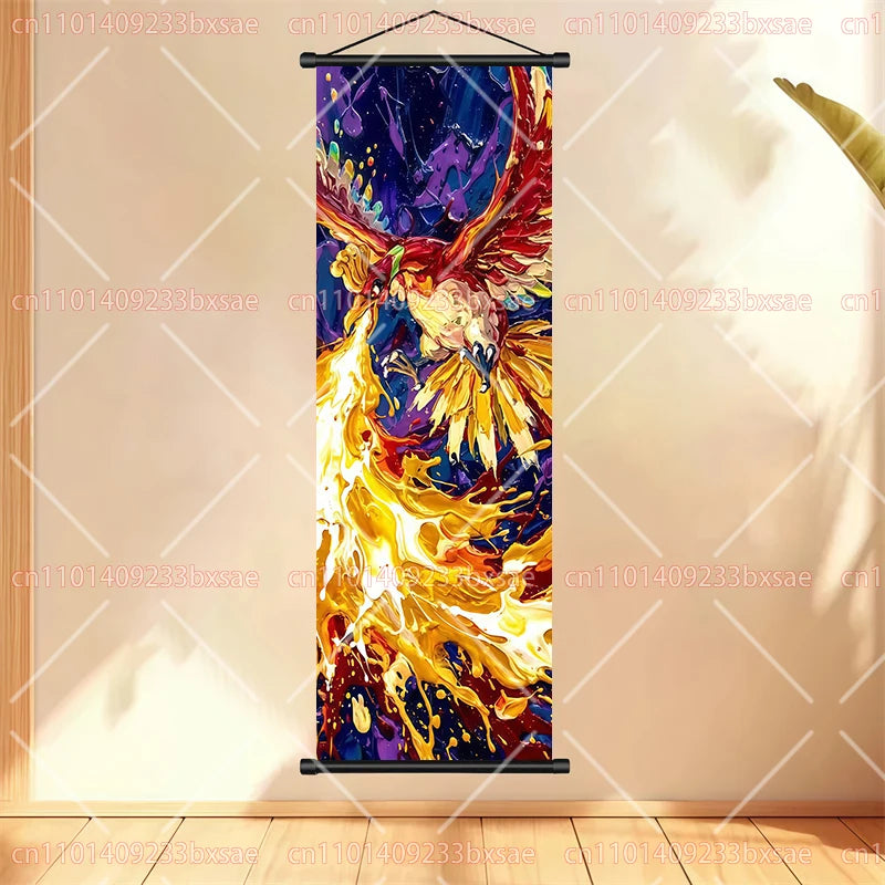Anime Pokémon Gengar Charizard Kyogre Gyarados Mewtwo Rayquaza Cool Poster Hanging Scroll Painting Birthday Holiday Party Gift